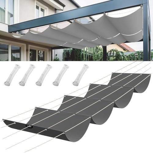 Extendable Wave Sun Sail, 2 x 3 m, HDPE Sun Protection Pergola Replacement Shade Cover, Adjustable Protection Against UV Rays Awning, Adjustable Sun Sail for Garden, Dark Grey