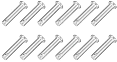 QUARKZMAN 12 Stück M8 X 35mm Einloch Gabelbolzen 304 Edelstahl Flachkopf Gabelbolzen Hitch Pin Für Anhängerverriegelung Mechanikerreparatur Möbelmontage Industrieequipment