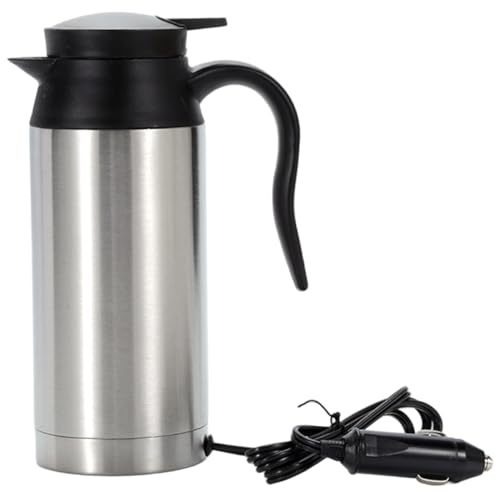 Hbbgdiy 750ml Stainless Steel Portable Electric Car Kettle, 12V/24V Auto Water Heater for Tea, Coffee, Milk & Hot Water On the Go