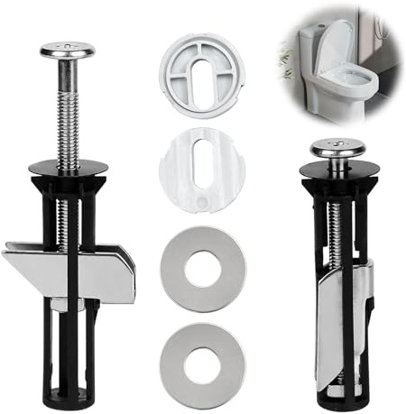 Toilet Seat Fittings, 2 Sets Toilet Seat Fixings, Replacement Bolt Kit with Washers, 55x12mm Stainless Steel Parts, Universal Replacement Parts Kit for Top Cover Hinges and Seats