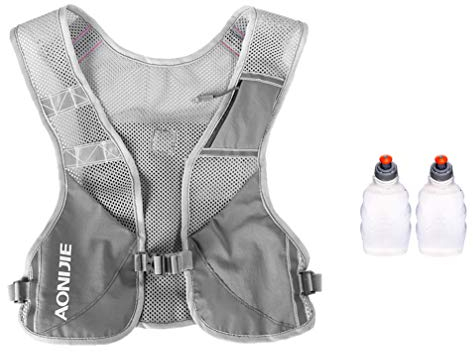AONIJIE Marathon Laufweste, Wasser-Trinkrucksack, Outdoor-Sporttasche, Radfahren, Camping, Klettern, Rucksack (Grau, 2 Stück 250 ml Flaschen)