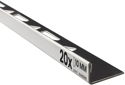 20x L-Profil Edelstahlschiene Fliesenprofil Fliesenschiene Edelstahl V2A L250cm 10mm glänzend
