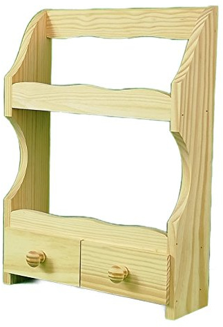 GRECA Gewürzregal aus natürlichem massivem Kiefernholz, unlackiert, Maße (Breite/Tiefe/Höhe): 25 x 11 x 36 cm.