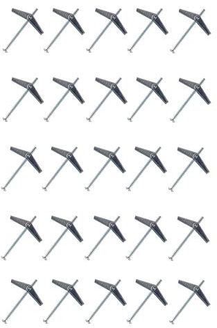 fiXte® Bulk Hardware Lot de 25 chevilles à ressort avec vis à machine pour plaques de plâtre M3 x 50 mm