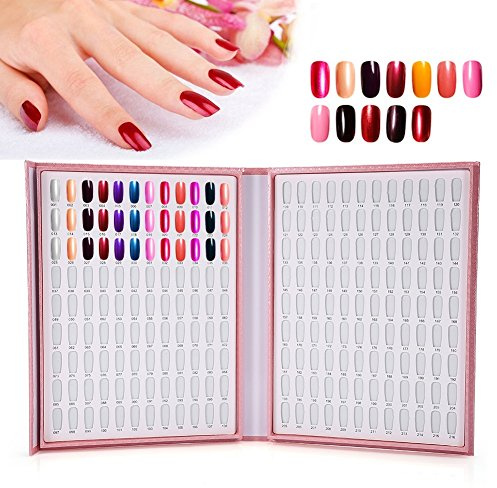 Nikou 216 Farben Nagel Gel Farben Karte, Nagellack Anzeigen Diagramm Buch Maniküre Display Nail Art Regal Zeige, Nailart Display Aufsteller für DIY Nagelkunst Salons (Farbe : Rosa)