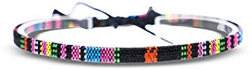 Made by Nami Surfer Fußband Herren & Damen - Dünnes Boho Ethno Hippie Fußkettchen - Handmade Strand Festival Accessoires - 100% Wasserfest & Verstellbar - 100% Ökologische Baumwolle (Schwarz-Pink)