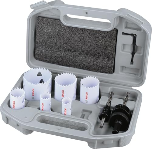 Bosch 9X Multi Material Threaded Hole Saw Set | for Steel, Drywall, Ø 19, 22, 29, 38, 44, 57 mm, Professional Accessory Drill Driver