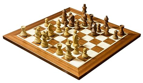 15.75 Classic Mahogany Acacia and Boxwood Chess Set