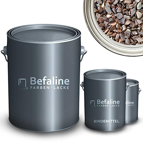 Befaline © BEFA-78 Steinteppich Set bis 2,5qm I 25kg Marmorkies Marrone Mogano + 1,5kg Epoxidharz Bodenbeschichtung für Naturstein, Beton, etc. I fugenloser & pflegeleichter Boden für innen & außen