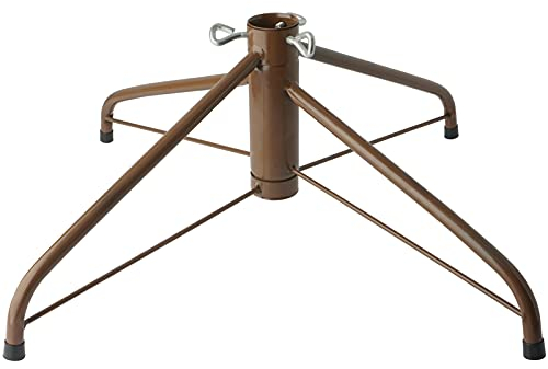 AddGrace Pied de sapin de Noël pliable en métal pour poteau de 3,2 cm pour décoration de la maison (49,8 cm) Marron