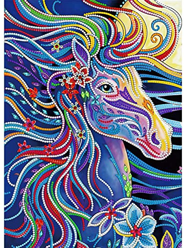 MWOOT Kit Fai Da Te per Luminoso Cavallo Pittura Diamante, 5D Diamond Art Painting Set, Completo Strass Ricamo a Punto Croce con Codici Numerici per Adulti Bambini Parete Casa Ufficio Decor, 30x40CM