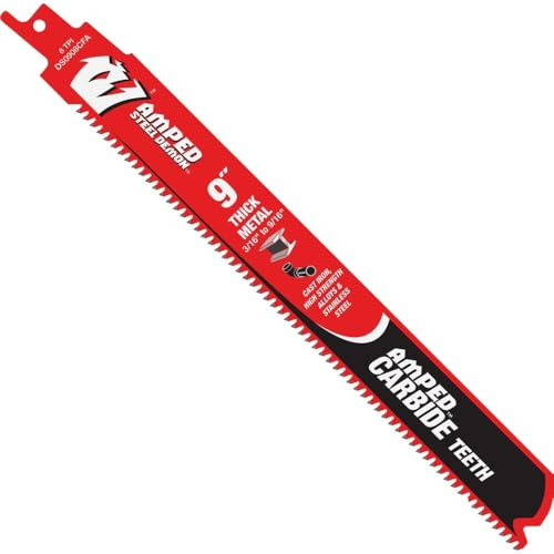 Freud Diablo Amped Steel Demon Carbide Teeth Reciprocating Saw Blade for Thick Metal - 100x Longer Cutting Life - 9 Length, 8 TPI, 3-Pack - DS0908CFA3 | 9 Length, 8 TPI - Ideal for Thick Metal - 100x Longer Cutting Life - DS0908CFA3
