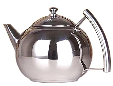 Toolzia Stainless Steel Teapot with Tea Strainer Premium Tea Pot 35oz 1500ml,Silver