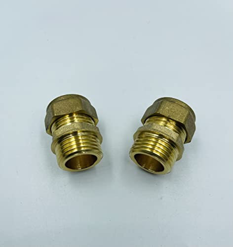 UKDD® 15mm Compression by 1/2 BSP Brass Male Iron Coupler (Pair), 15mm x 1/2 Adaptors