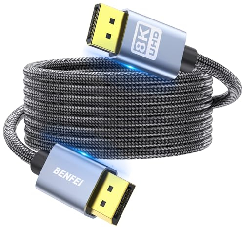 BENFEI [Certificato VESA 8K Cavo DisplayPort a DisplayPort 1,8M (8K@30Hz 4K@165Hz/120Hz 2K@240Hz/165Hz/144Hz), DP 1.4 32,4 Gbps con HDR10 FreeSync G-Sync DTS-HD DSC1.2 per scheda grafica da gioco
