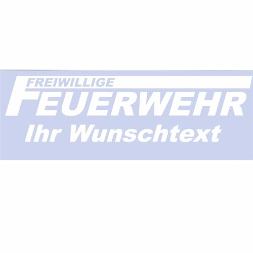 INDIGOS UG - Aufkleber - Autoaufkleber - Freiwillige Feuerwehr mit Wunschtext individuell personalisiert - weiß 300 mm - selbstklebend - Auto, LKW, Boot, löschen - Bergen - Tuning - Heckscheibe