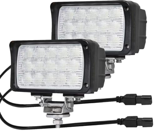 JASLITE 2Pack 6.3 Inch 45W 5500LM Super Bright LED Work Flood Lights 12V/24V, Waterproof Offroad Fog Light Pods for Trucks, Tractors, ATV, UTV, Boat, Heavy Equipment with DT Connector
