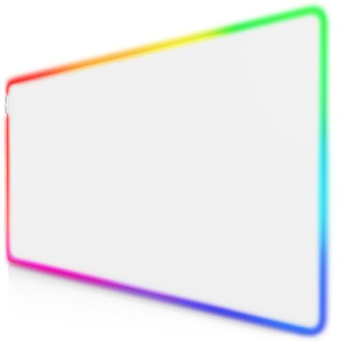 Titanwolf - XXXL RGB Gaming Mauspad – 1200 x 600 mm - Mousepad - LED Multi Color - 7 LED Farben Plus 4 Effektmodi - für Präzision und Geschwindigkeit - Gummierte Unterseite - abwaschbar - weiß