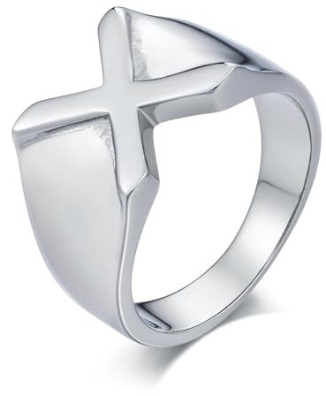 Aotiwe Promise Ring, Freundschaftsringe Herren Buchstabe X Silber Ringe Herren Dünn Edelstahl Größe 62 (19.7)