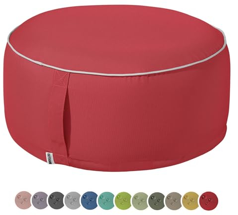 heimtexland Outdoor Pouf Sitzkissen wetterfest Garten Bodenkissen aufblasbar Fußhocker Yoga Lounge Hocker Tisch Party Deko Sitzsack 25x55 Typ551 Rot