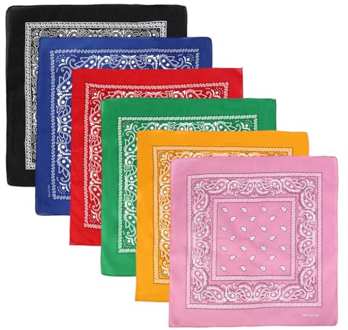 Bandana Paisley Pura Lana, 6 Pezzi Sciarpa Multicolore Unisex