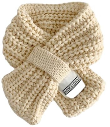 Itkcozcg Warmer Schal, weicher und warmer Kinderschal, gestrickter Halswärmer, gemütliches Halstuch, atmungsaktiv, langer Schalldämpfer, Neujahrsgeschenk für 3–12 Jahre, Jungen und Mädchen, Beige,