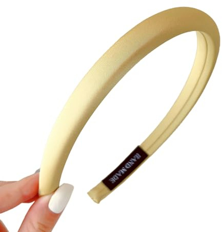 Whakano 1 Stück Satin Stirnbänder für Damen,Einfaches Haarbänder Kopfband für Haare,weich Haarreif Kopfbedeckung Einfarbig Haarschmuck für Frauen Mädchen,Hair Accessories für Make-up,Sport,Yoga,Gelb