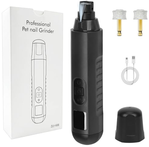 OWill Electric Dog Nail Grinders with Dual LED Light, 5-Speed Quiet Pet Nail Trimmer with LCD Display, Rechargeable Dog Claw Grinder File for Large Medium Small Dogs and Cats