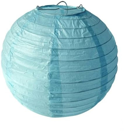 4/6/8/10/12/14/16 Zoll Papierkugel Lampion Hängende weiße Dekoration Papierlaternen Lampenschirm Weihnachtsfeierdeko-Hellblau-35 cm Papierlaternen