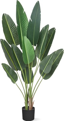 GarveeHome 72 ins Artificial Tree Bird of Paradise Artificial Plant with 13 Trunks Fake Tree - 6 ft Faux Plants Fake Banana Tree Plant with Pot Artificial Trees for Home Decor Indoor Outdoor
