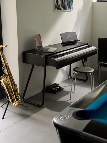 Sonora 2 E-Piano, 88 Gewichtetes Tasten, Home Piano mit Ständer, Dreifachpedal, Notenständer, USB MIDI und Kopfhöreranschluss, Schreibtischklavier, Ohne Bank, Schwarz