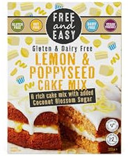 Free and Easy Lemon & Poppyseed Cake Mix, 350g - Zesty Citrus Flavour, Organic, Vegan & Gluten-Free