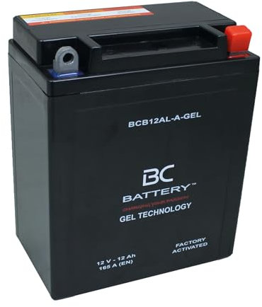 BC BATTERY Batteria Avviamento Moto al GEL 12V 12Ah BCB12AL-A-GEL Moto&Scooter, esente da manutenzione sigillata precaricata simile a YB12AL-A/A2