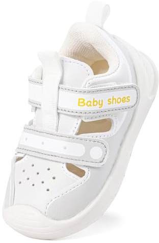 LACOFIA Babysandaler flickor pojkar lära-gå-skor andas första babyskor sommar halkfria lära-gå-sandaler med kardborreband, LJUSGRÅ, 24 EU