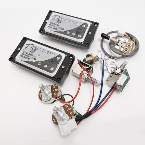 ProBucker Alnico Humbucker Tonabnehmer für Gibson Les Paul Tonabnehmer mit 4 Schnellverbindungsklemmen 2V2T Upgrade Push Pull (Schwarz Chrom)