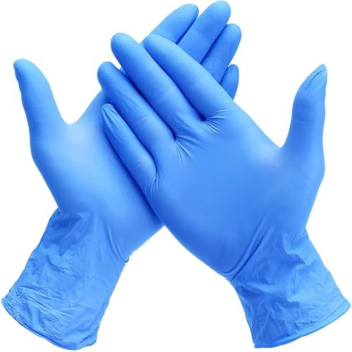 The Real Touch Nitrile Disposable Gloves Blue - Latex-Free, Powder-Free, Puncture-Resistant, Comfortable, Textured, Tear-Resistant for Medical, Food Prep, Tattooing & Cleaning & More (100, S)