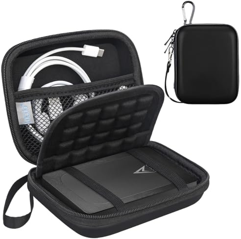 Lacdo Hårddiskväska Carrying Case för Aiolo Innovation External Hard Drive Ultra Slim 1TB 2TB 5TB 500GB USB 3.0 Portable HDD EVA Stötsäker Resväska Vattentålig, Svart