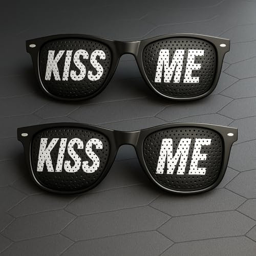 Generisch 2 Stück | KISS ME Brille | Partybrille | Spaßbrille | Atzenbrille | Lustige Brille | Spassbrille | Party Zubehör für Partys, Clubs & Malle