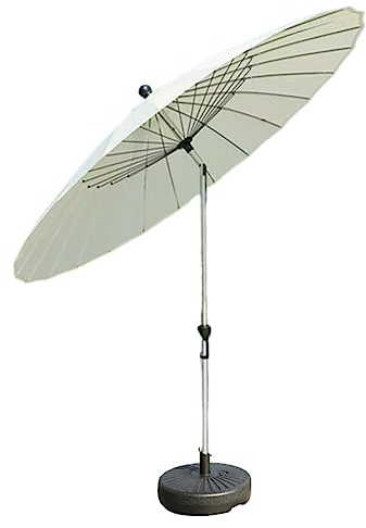 Gartenschirm mit Sockel, Terrassenschirm, Markt, Tischschirm, Polyester, Strandüberdachung, Kippfunktion, weißer Sonnenschirm für Entspannung im Freien
