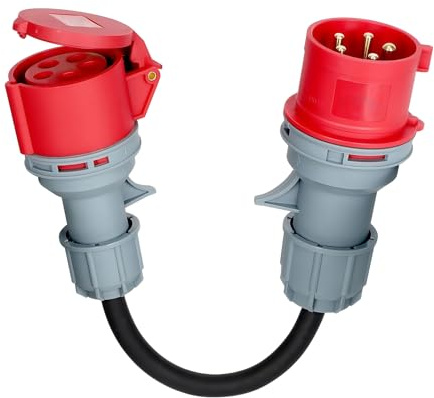 Sporgo Adapter 32A Auf 16A: Starkstrom Adapter CEE Adapter 32A (22 kW) Stecker auf 16A (11 kW) Kupplung Adapter, 3-Phasig, 400V, Schutzart IP44, CEE-Stecker 5 Polig für Industrie und Haushalt