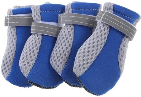 HOMOBABE 4 Stück Atmungsaktive Hundeschuhe aus Mesh rutschfeste Pfotenschutz Boots mit Weicher Sohle für Kleine Hunde für Outdoor Aktivitäten Wie Wandern Park und Strand Komfortabel und