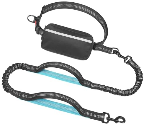 Elastic Shock Absorbing Dog Walking Belt With Removable Waterproof Storage Bag And 360 Degree Twist Clip For Running Elastic Dog Leashes