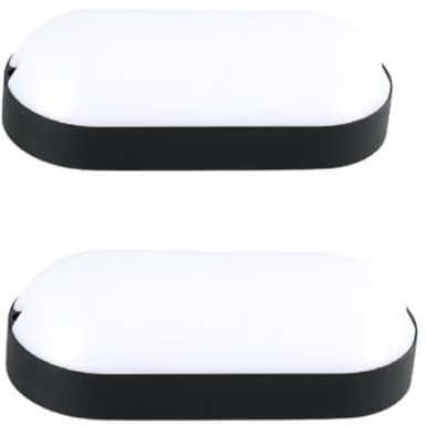 Jandei - Plafón LED aplique oval, pared, IP54 (exterior) 15W 6000K Blanco Frío, Marco negro, Montaje Enrasado Superficie, Hidrófuga, Interior, Exterior, Techo, Hall, Escalera, Garaje, Porche (2)