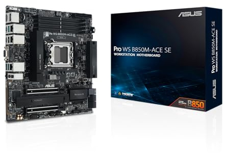 ASUS Pro WS B850M-ACE SE AMD AM5 B850 mATX MicroATX Business scheda madre, PCIe 5.0 x 16, DDR5, 2x PCIe 5.0 M.2, PCIe 5.0 MCIO, U.2, 10G e 2.5G LAN, USB4, ASUS Control Center Express Remote Management