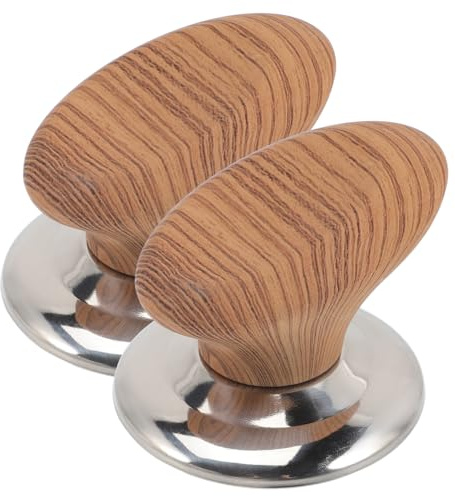 POPETPOP Poignée Couvercle Casserole en Bois 2pcs, Remplacement Facile, Poignée de Rechange pour Pot Installation Rapide, Évite Brûlures, Compatible Couvercles de Poêles et Casseroles