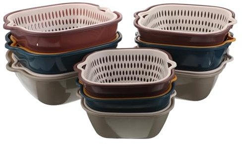 ARTIBETTER Cesta Escurridora de Cocina Gruesa de Plástico 6 Piezas Colador para Lavar Frutas y Verduras Apilable Cesta para Secar Verduras Escurridor para Uso Doméstico Reutilizable