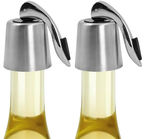 Tapón de vino al vacío de acero inoxidable, 2 unidades de tapones para botellas de vino, biela reforzada, reutilizable, cierre hermético para botellas de vino, tapón de botella