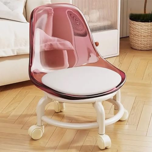 Taburete rodante con ruedas giratorias de 360 grados, asiento de plástico acrílico para el hogar, oficina, jardín, masaje, garaje y fitness