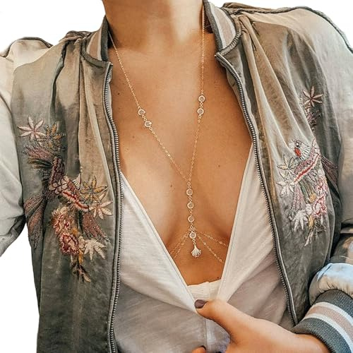 ARYIMYDP 1 Unidad Cadena de Cintura Oro para Mujer, Body Chain Doble Capa con Strass, Hipoalergénica y Resistente al Deslustre, Accesorio de Playa Ideal para Festivales y Discotecas
