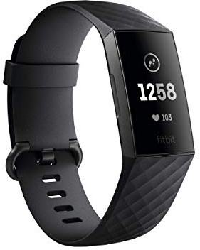 Fitbit Charge 3 Fitness Activity Tracker, Graphite/Black, One Size (S & L Bands Included) (Renewed)
